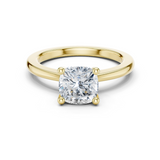 Gold Ring DDLR-032, Cushion center stone, Yellow Gold