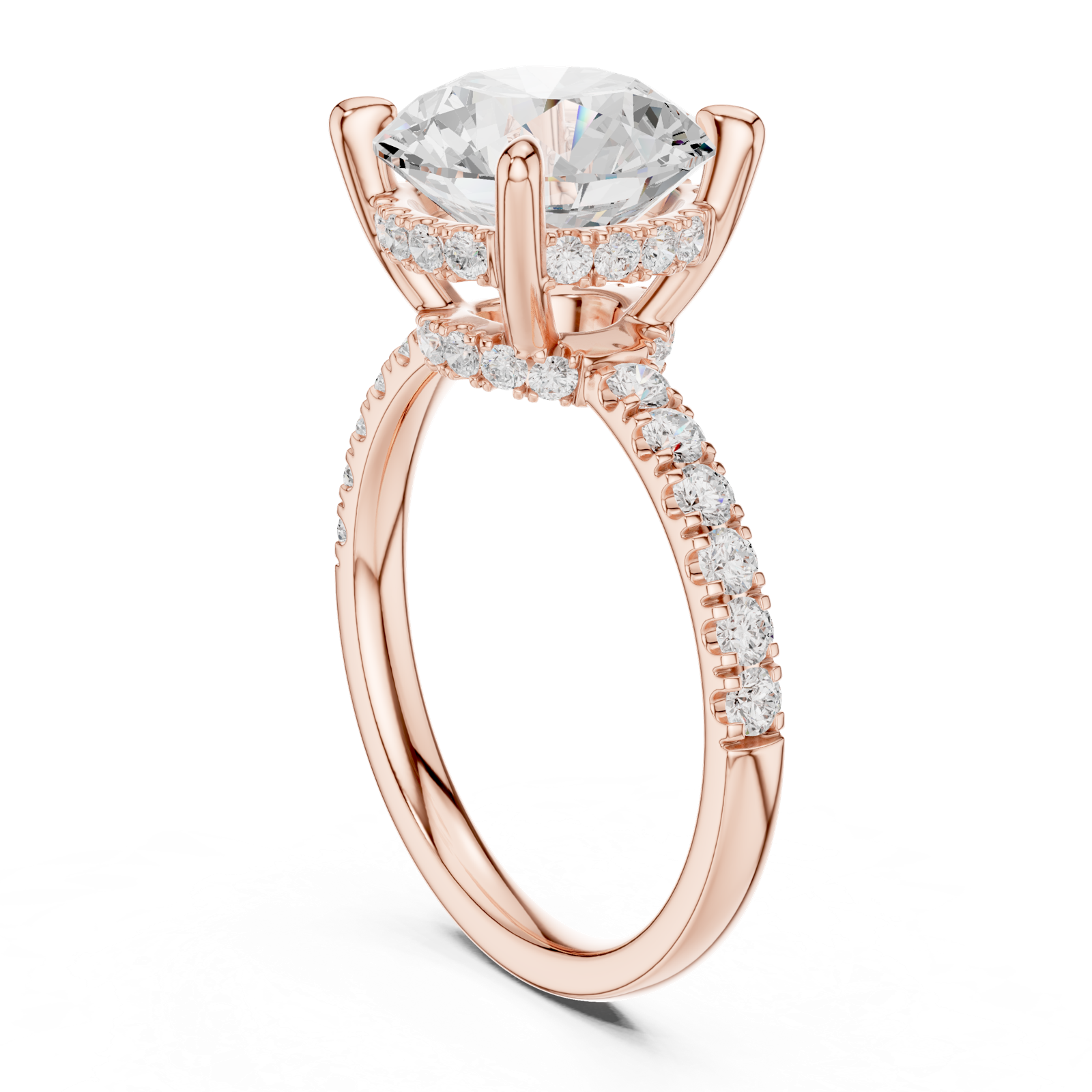 Gold Ring DDLR-259, Round center stone, Rose Gold, view 1