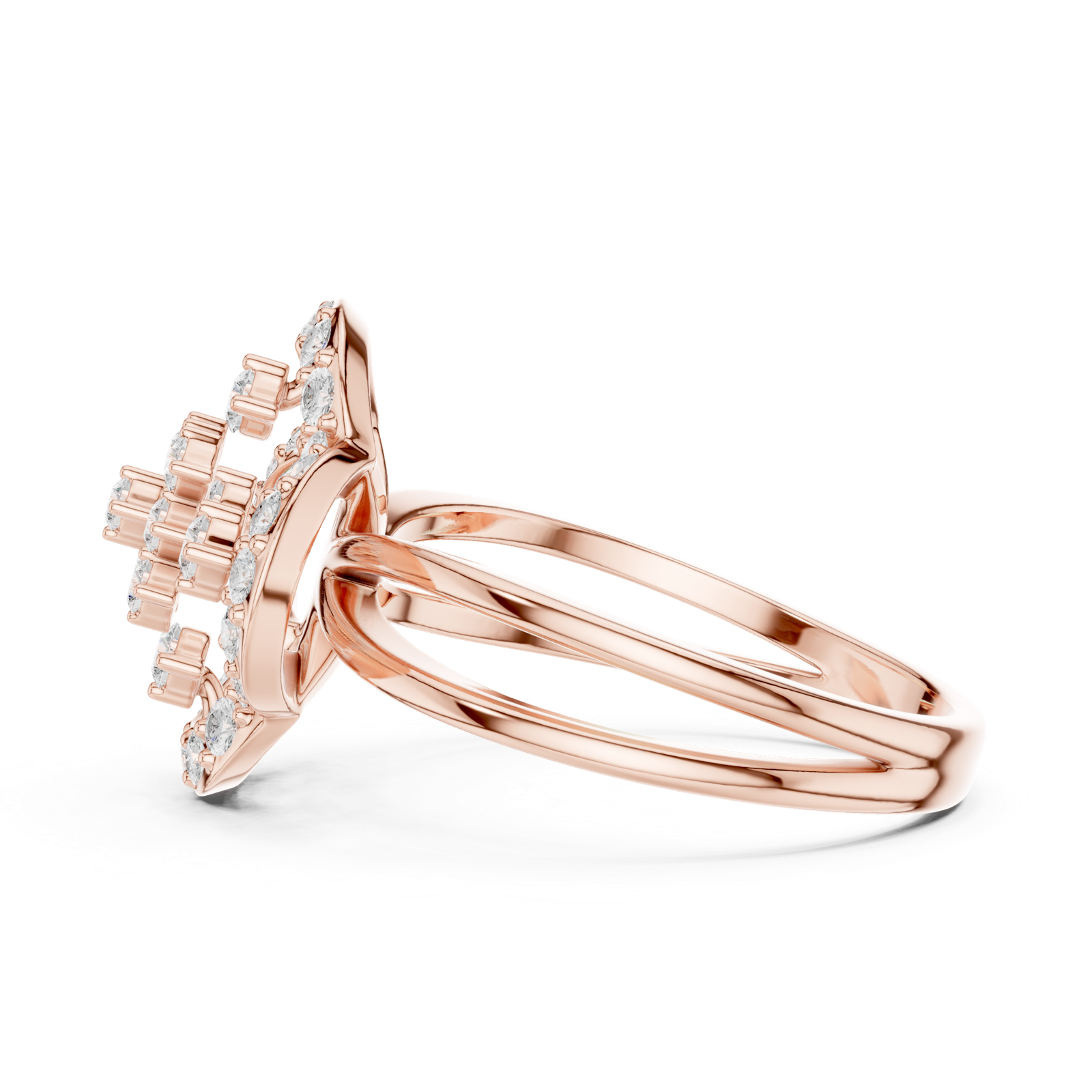 Gold Ring DDLR-459, Rose Gold, view 3