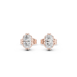 14K Solid Gold Lab Diamond Stud Earrings, Rose Gold