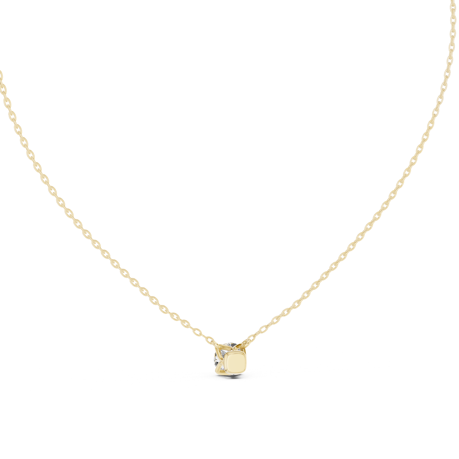 14K Solid Gold Lab Diamond Solitaire Pendant Necklace, Yellow Gold, view 4