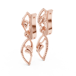 14K Solid Gold Lab Diamond Leaf Drop Earrings, Rose Gold, view 3