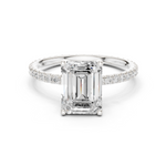 Gold Jewelry L36-16, Emerald center stone, White Gold