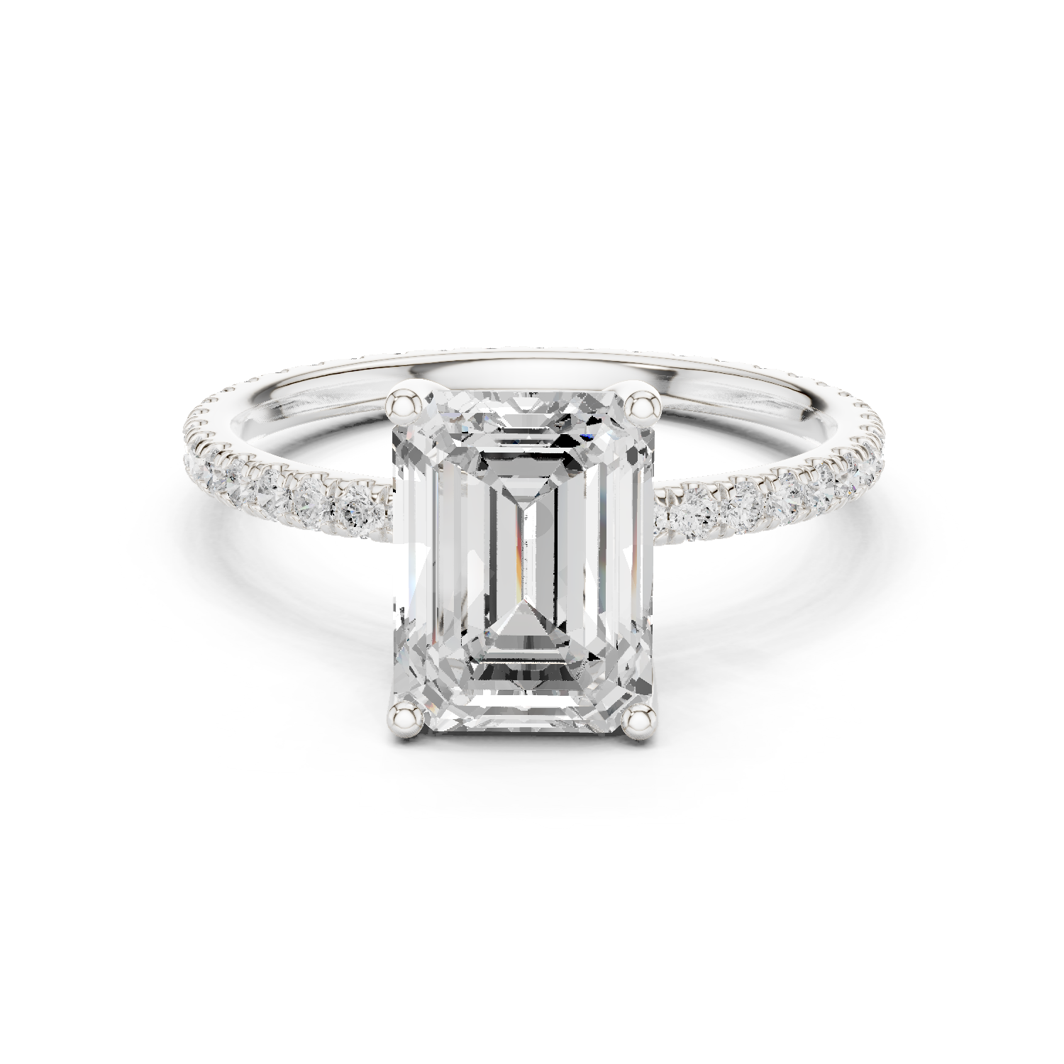 Gold Jewelry L36-16, Emerald center stone, White Gold