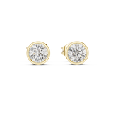 14K Solid Gold Lab Diamond Stud Earrings, Yellow Gold