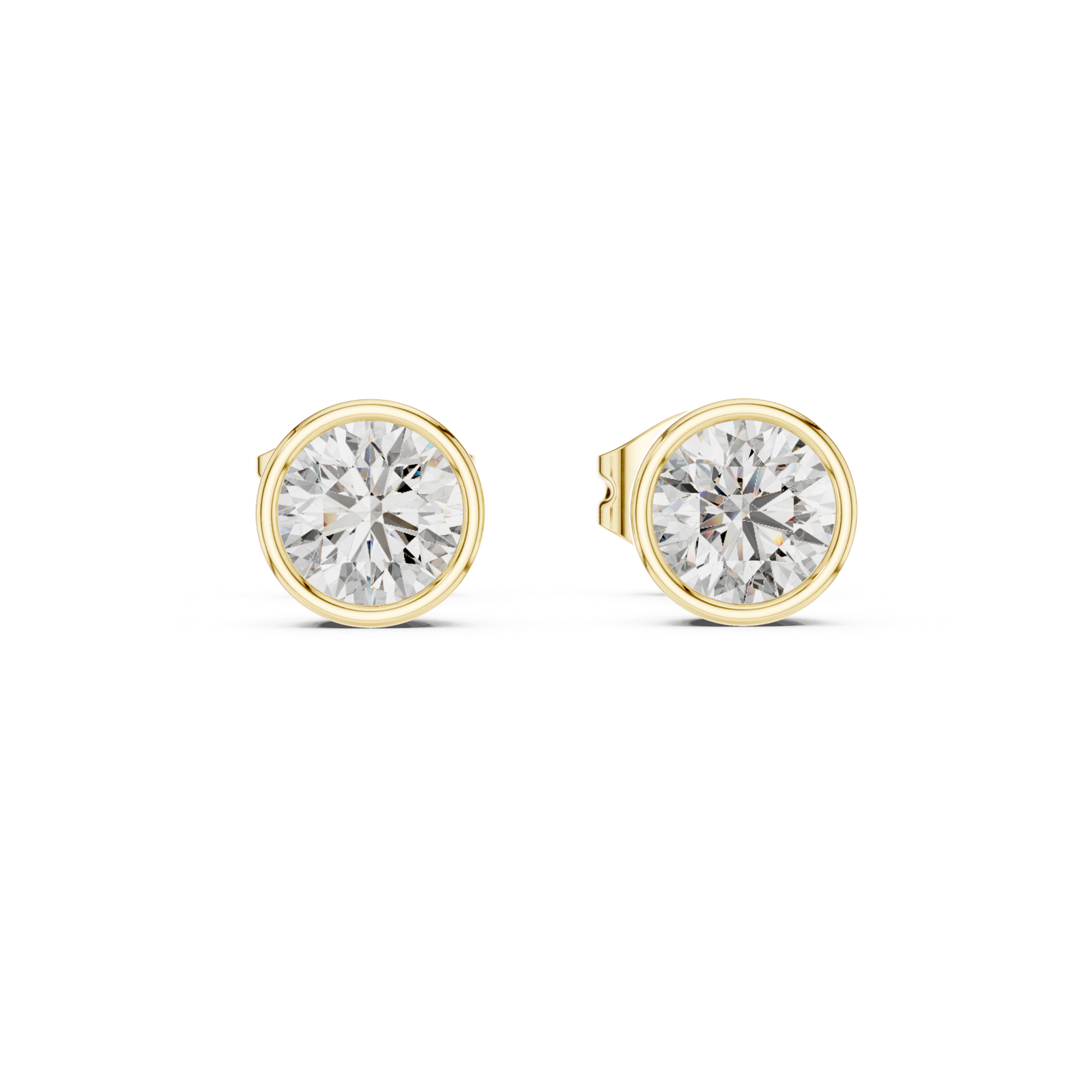 14K Solid Gold Lab Diamond Stud Earrings, Yellow Gold