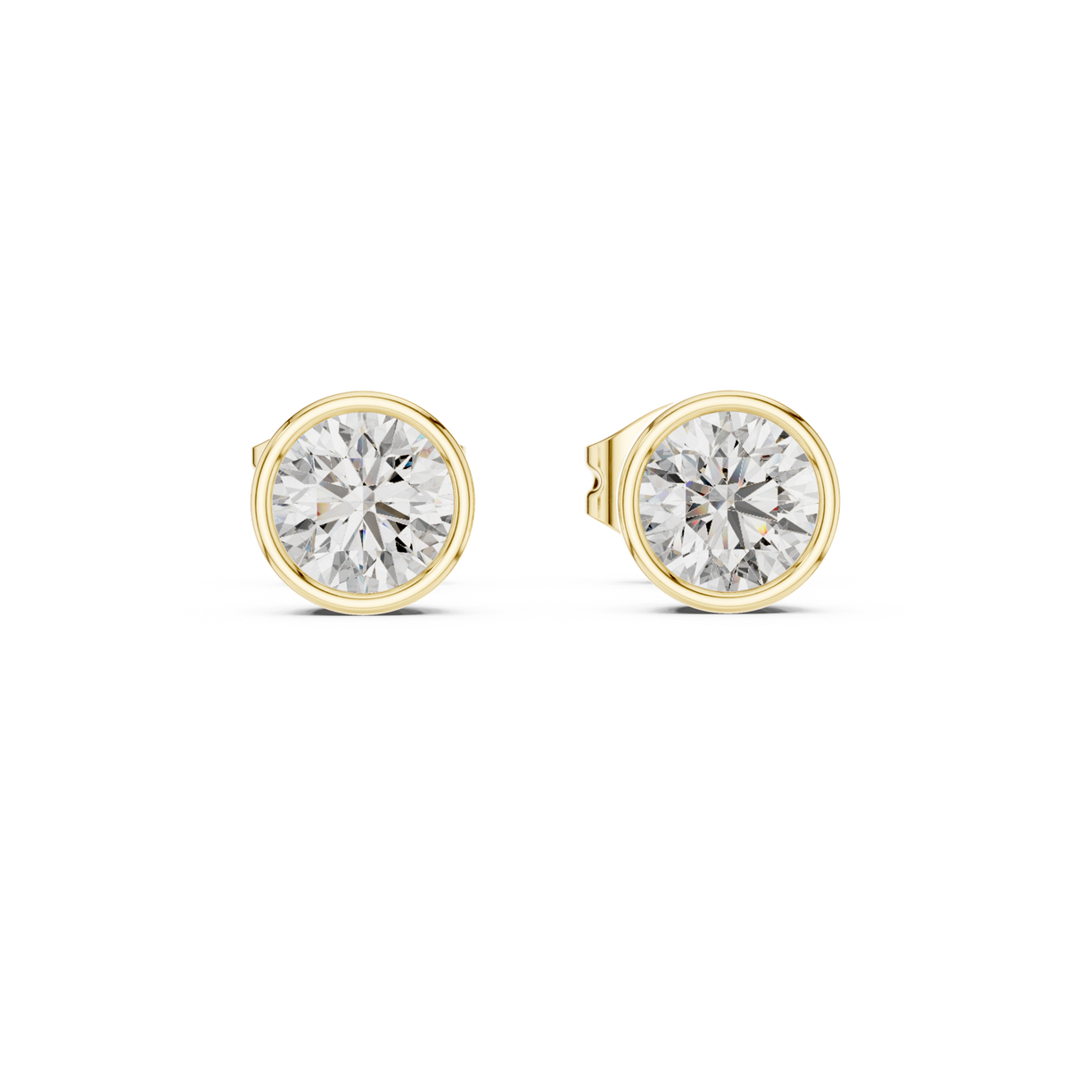 14K Solid Gold Lab Diamond Stud Earrings, Yellow Gold