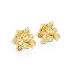 14K Solid Gold Lab Diamond Star Cluster Earrings, Yellow Gold, view 3