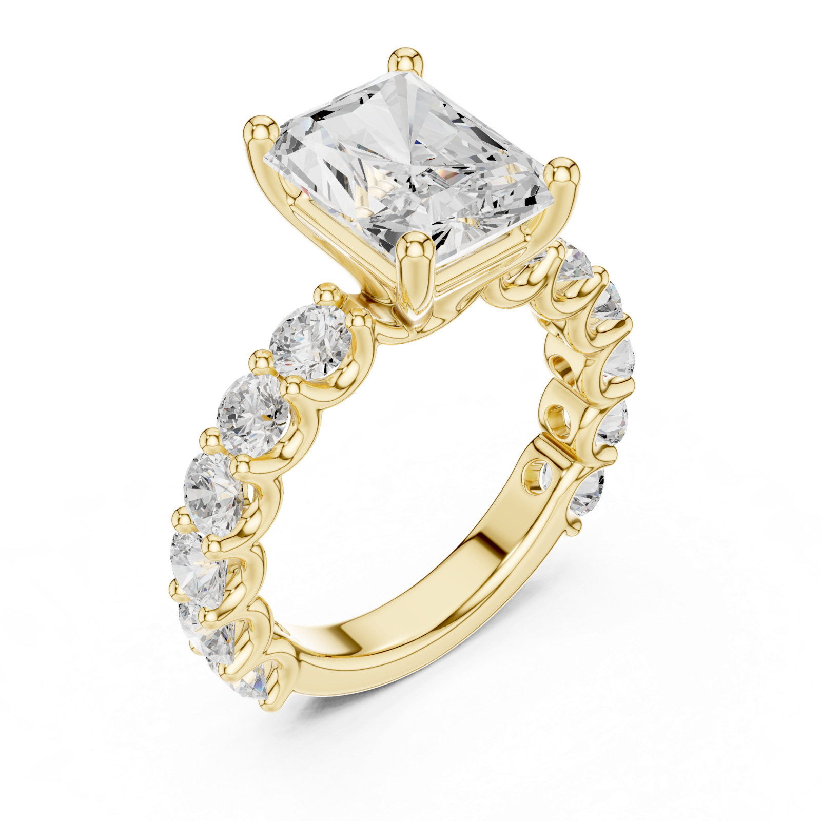 Gold Ring DDLR-087, Radiant center stone, Yellow Gold, view 2