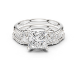 Gold Ring DDLR-299, Princess center stone, White Gold