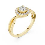 14K Solid Gold Lab Diamond Halo Ring, Yellow Gold, view 2
