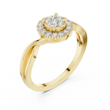 14K Solid Gold Lab Diamond Halo Ring, Yellow Gold, view 2