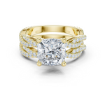 Gold Ring, Cushion center stone, Yellow Gold