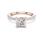 Gold Ring DDLR-040, Cushion center stone, Rose Gold, view 4