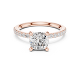 Gold Ring DDLR-040, Cushion center stone, Rose Gold, view 4