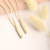Solid 14K gold vertical bar cremation necklace for ashes – personalized memorial pendant with engraving option