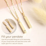 Solid 14K gold vertical bar cremation necklace for ashes – personalized memorial pendant with engraving option
