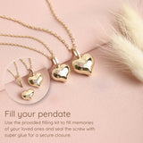 Purnebu Gold Heart Cremation Urn Necklace - 14K or 18K Gold, Puffy Heart Pendant