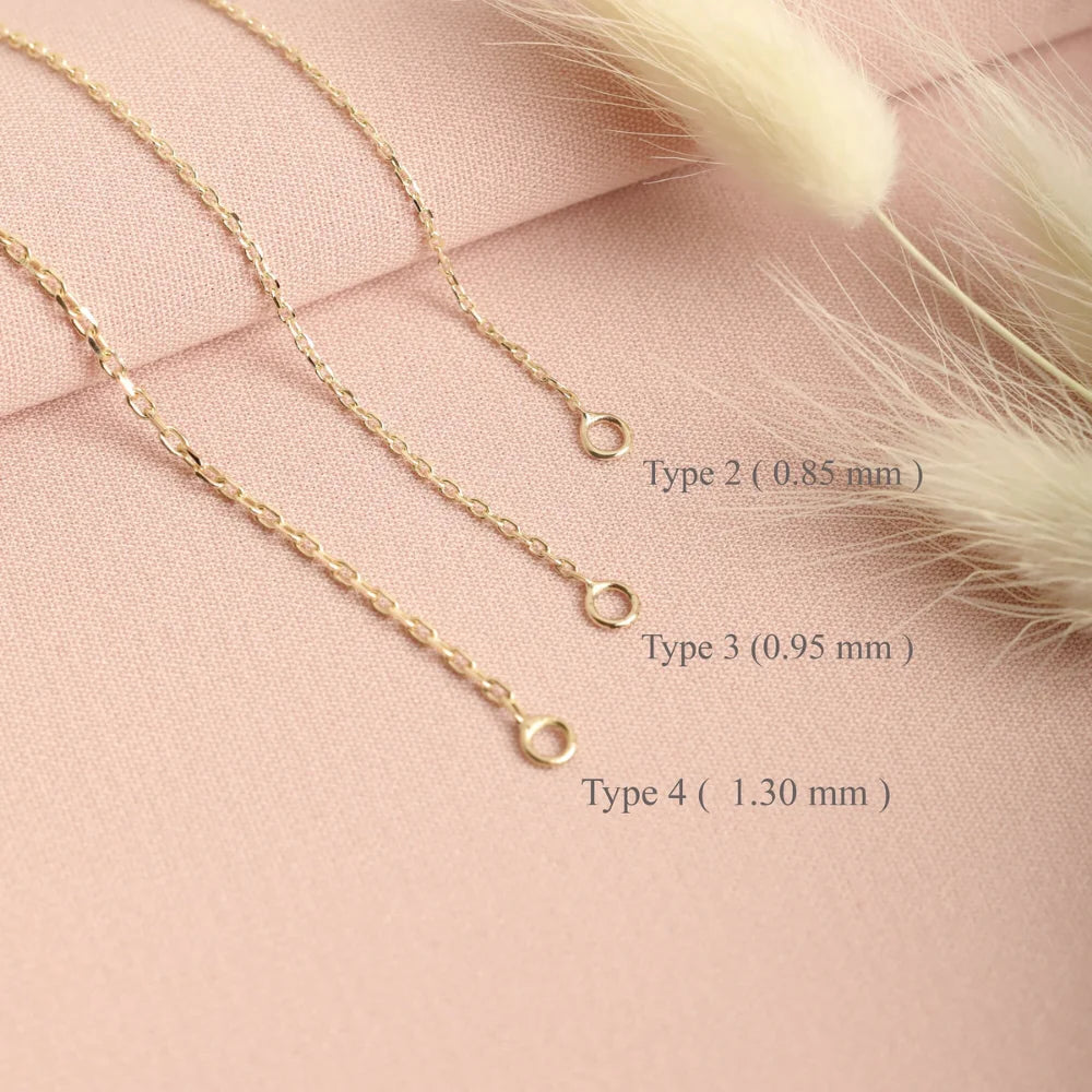 Type 2, Type 3, and Type 4 gold chain options