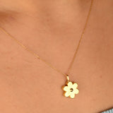 Gold Flower Necklace - 14K Real Gold Urn Necklace with Flower Pendant Custom Name