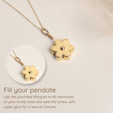 Gold Flower Necklace - 14K Real Gold Urn Necklace with Flower Pendant Custom Name