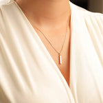 Solid 14K gold vertical bar cremation necklace for ashes – personalized memorial pendant with engraving option
