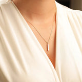 Solid 14K gold vertical bar cremation necklace for ashes – personalized memorial pendant with engraving option
