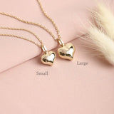 18K gold puffy heart cremation jewelry for ashes – keepsake memorial necklace with optional engraving for women
