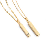 Solid 14K gold vertical bar cremation necklace for ashes – personalized memorial pendant with engraving option
