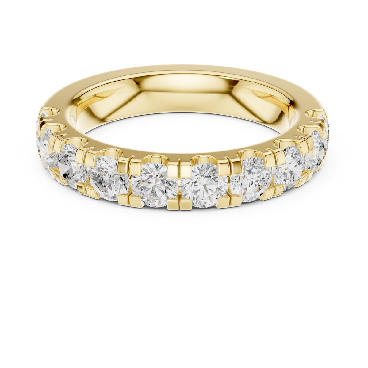 14K Solid Gold Lab Diamond Eternity Ring, Yellow Gold