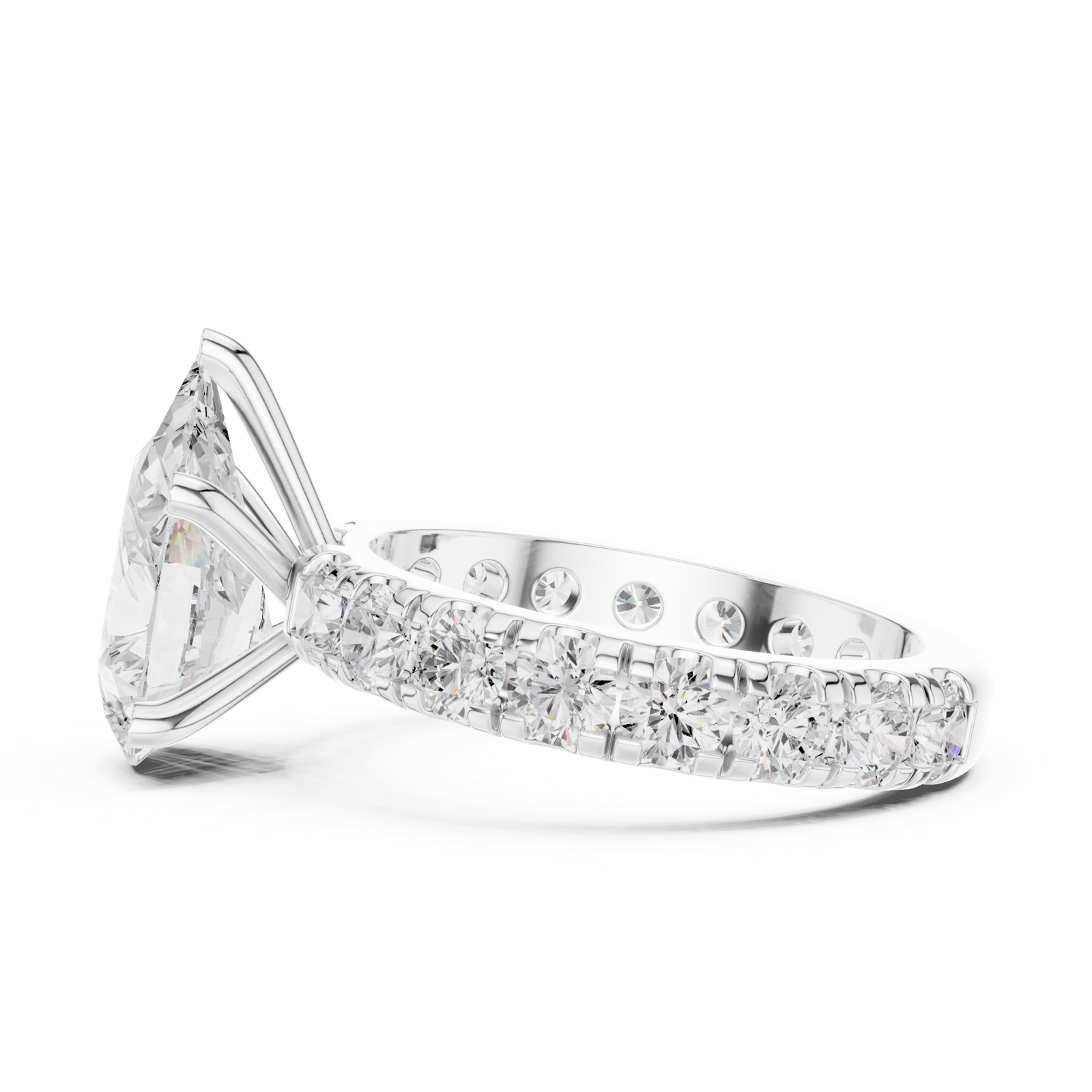 Gold Jewelry L35-63, Pear center stone, White Gold, view 3