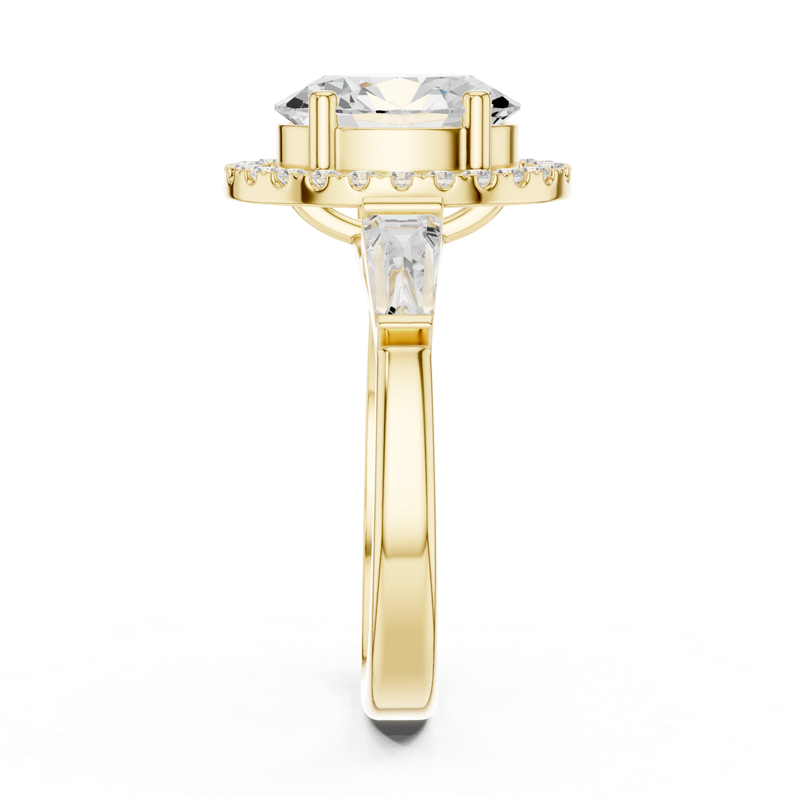 Gold Ring DDLR-342, Oval center stone, Yellow Gold, view 3