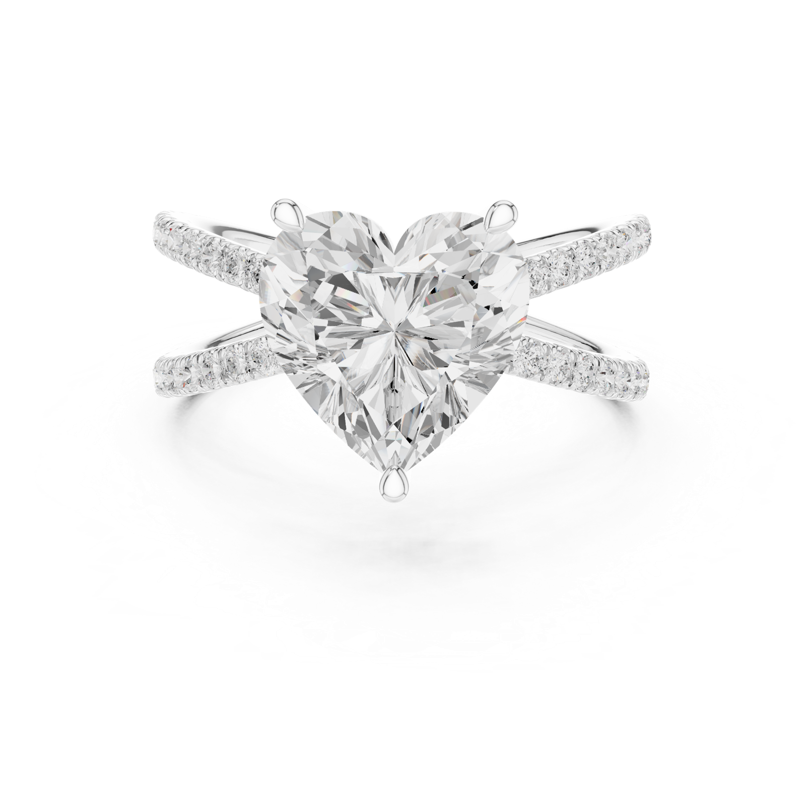 Gold Jewelry L36-25, Heart center stone, White Gold, view 4