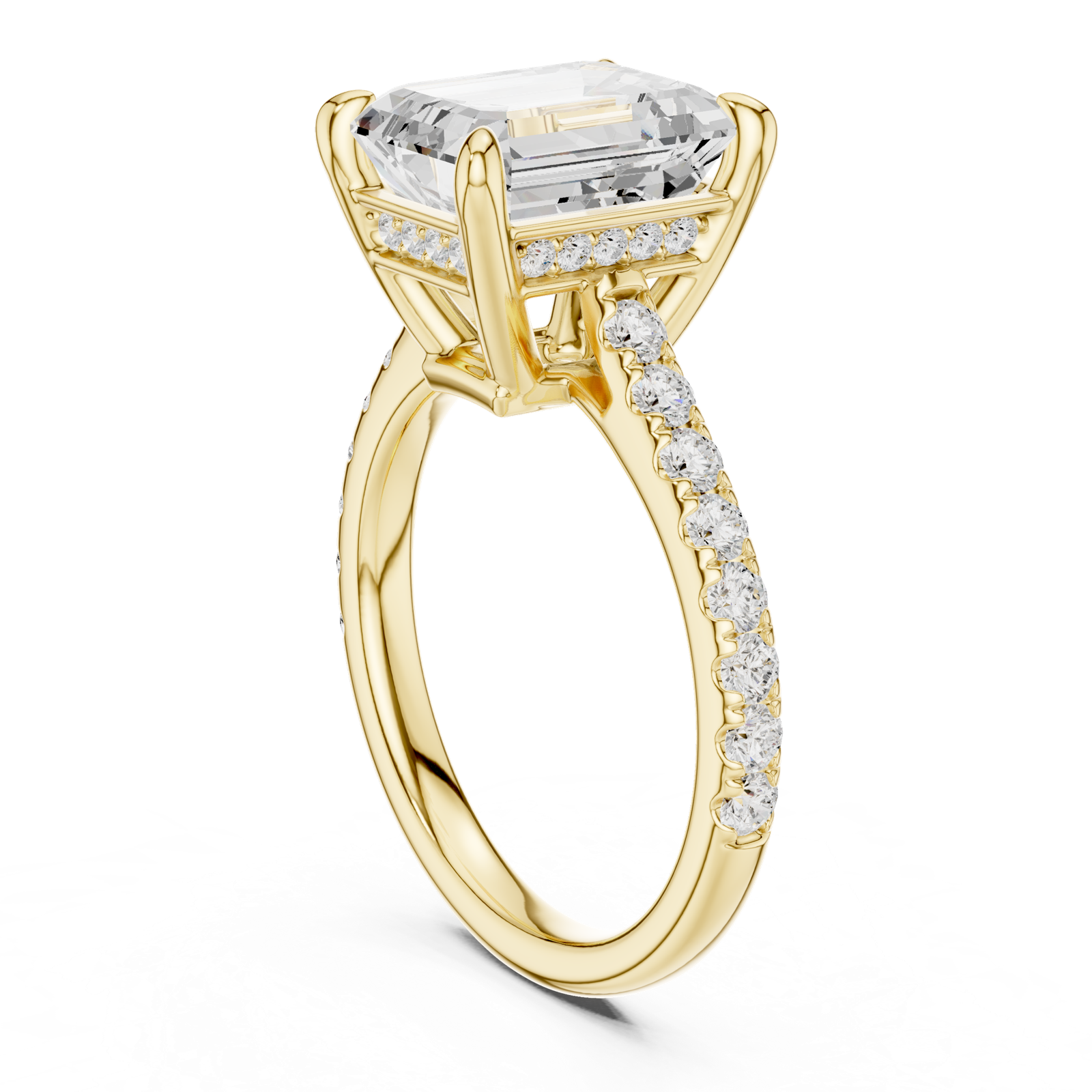 Gold Ring, Emerald center stone, Yellow Gold, view 1