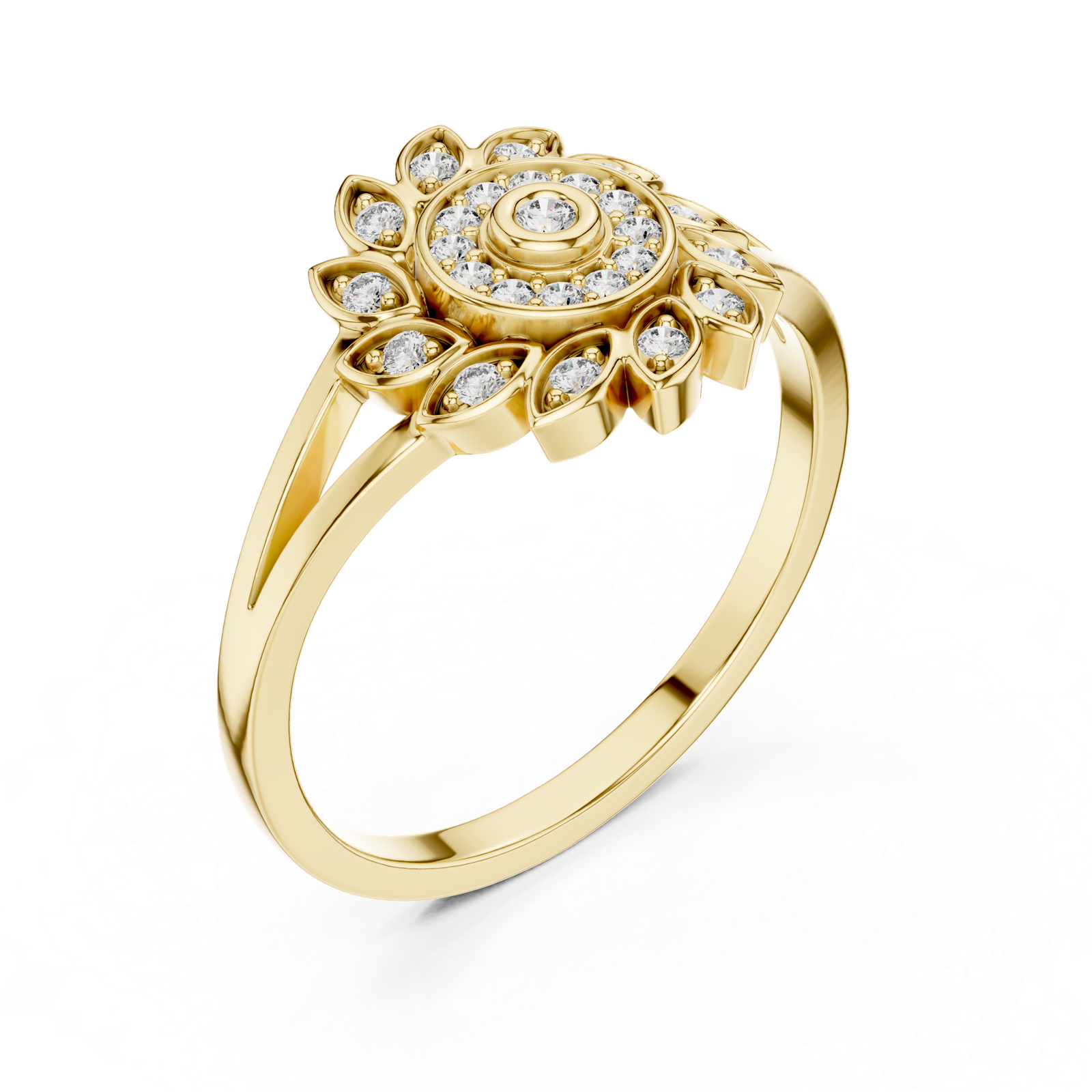 Gold Ring DR-6296, Yellow Gold, view 2