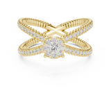 14K Solid Gold Lab Diamond Crossover Ring, Yellow Gold