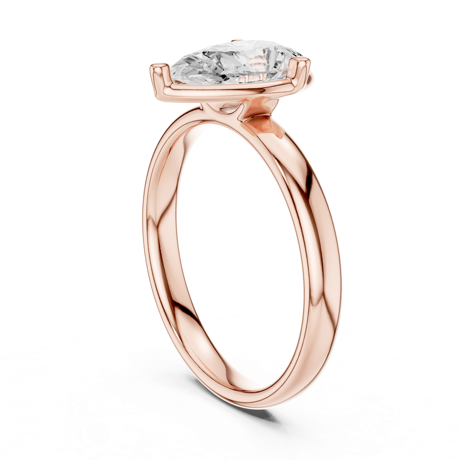 Gold Jewelry L36-10, Pear center stone, Rose Gold, view 1
