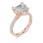 Gold Ring DDLR-260, Heart center stone, Rose Gold, view 2