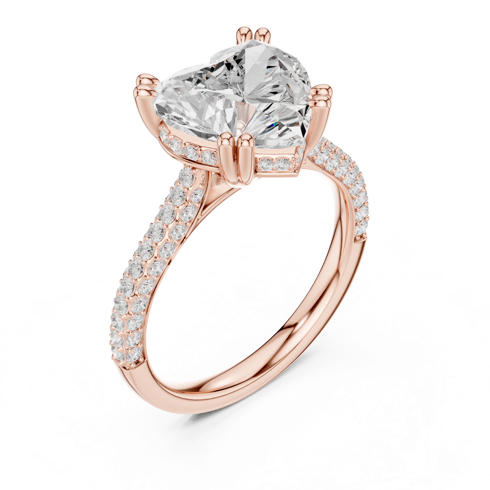 Gold Ring DDLR-260, Heart center stone, Rose Gold, view 2