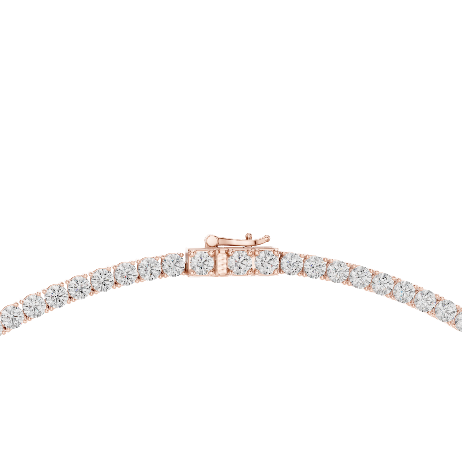 14K Solid Gold Lab Diamond Tennis Necklace, Rose Gold, view 4