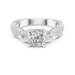 Gold Ring, Cushion center stone, White Gold, view 4