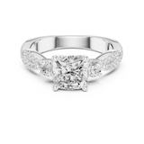 Gold Ring, Cushion center stone, White Gold, view 4