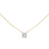 14K Solid Gold Lab Diamond Solitaire Pendant Necklace, Yellow Gold