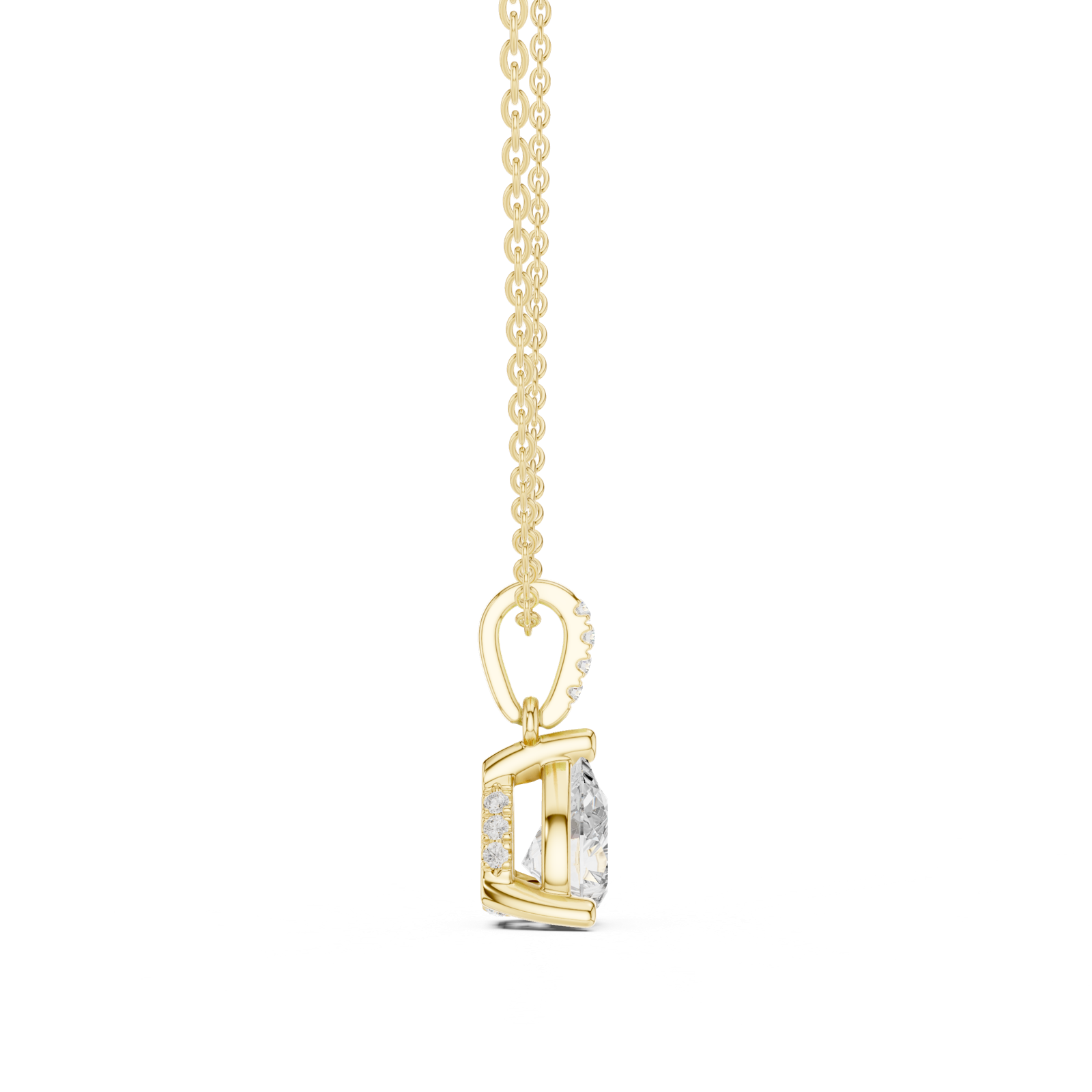 Gold Jewelry DDPO-009, Pear center stone, Yellow Gold, view 3