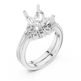 Gold Ring DDLR-440, Emerald center stone, White Gold, view 2