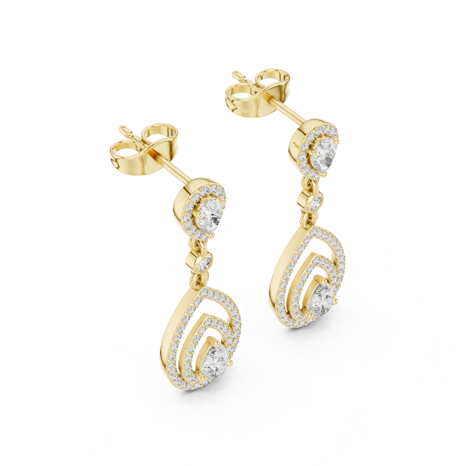 Gold Earrings 3-10007E_116_M, Yellow Gold, view 2