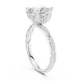 Gold Ring DDLR-167, Pear center stone, White Gold, view 1