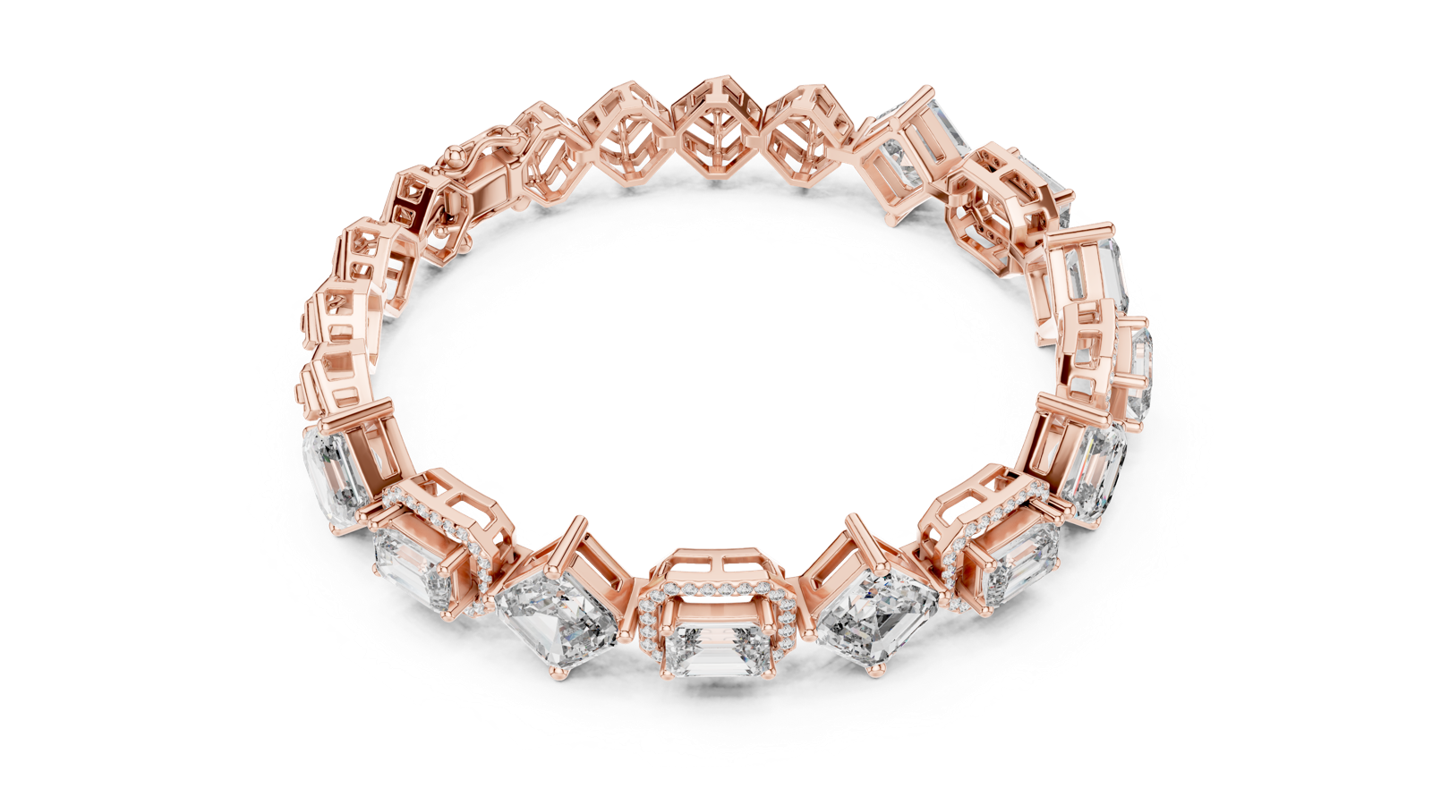 14K Solid Gold Lab Diamond Bracelet, Rose Gold, view 2
