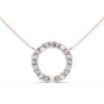 14K Solid Gold Lab Diamond Pendant Necklace, Rose Gold