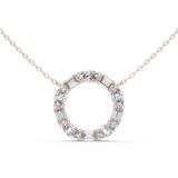 14K Solid Gold Lab Diamond Pendant Necklace, Rose Gold